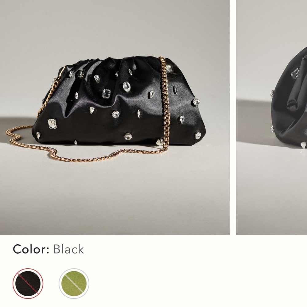 Elegant Black Crystal-Embellished Women's Bag